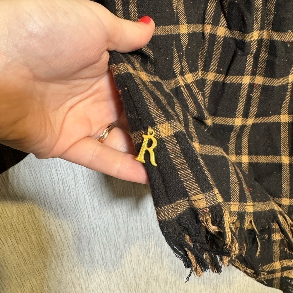 Scotch & Soda R’Belle Girls 12 Tan Black Distressed Plaid Button Down Dress - Picture 9 of 9